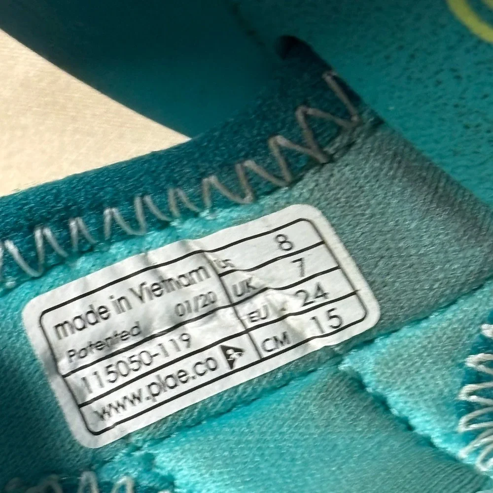 Plae Mimo Kids Sandals Teal Blue Yellow Water Friendly Outdoor Shoes Size 8